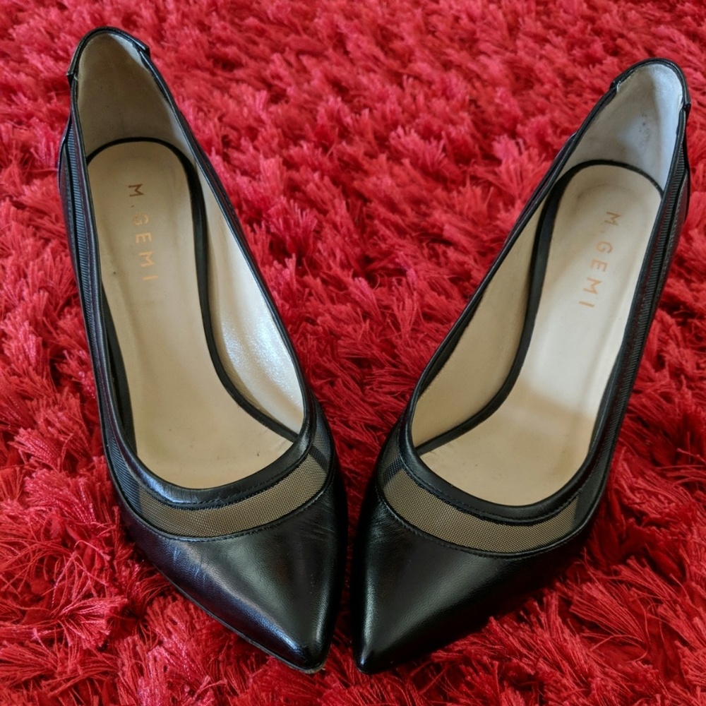 MGemi Black Mesh Trim Heels Pump